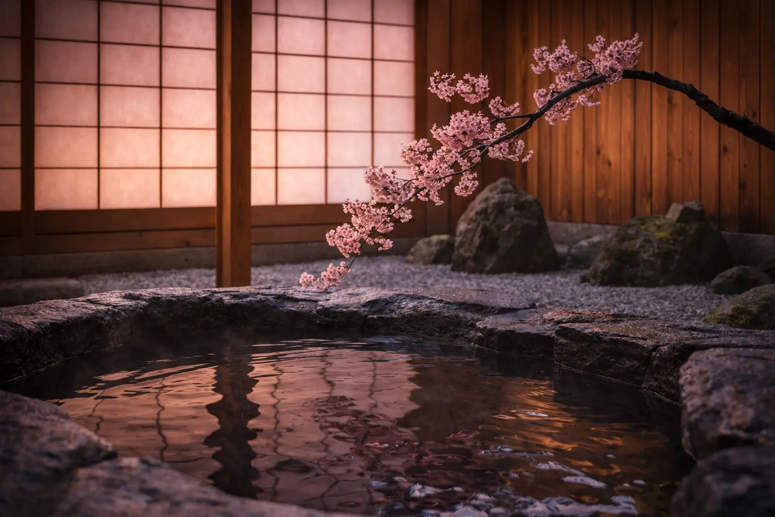 TOKYO TRAVEL GUIDE 1 Documentary-style photograph of a private luxury onsen bath within a traditional Japanese Ryokan suite representing quiet luxury.