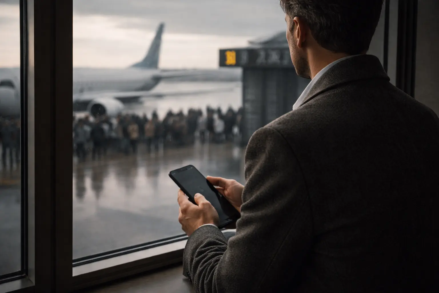 Private jet charter 2026 honest guide — commercial airport chaos vs calm private terminal departure, time ROI comparison