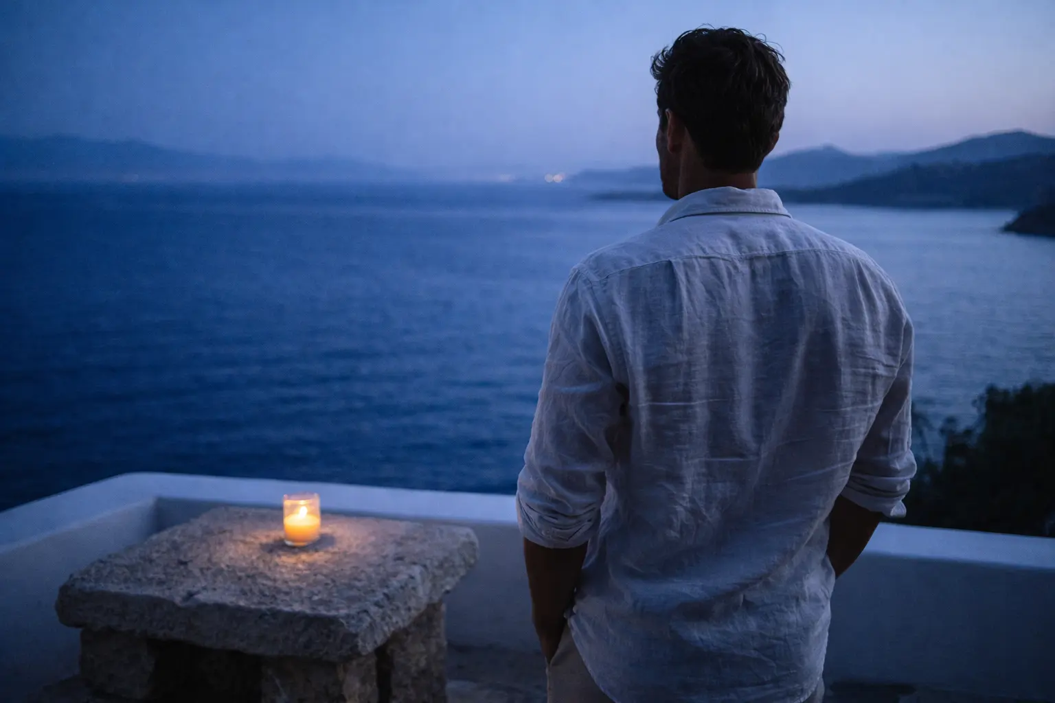 The Honest Turkey Travel Guide 2026: A relaxed traveler on an Aegean terrace at dusk.