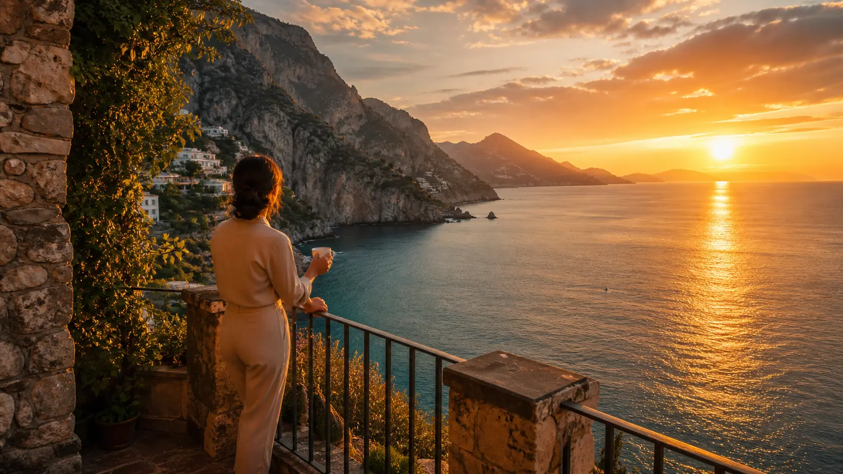 Silent Luxury: The Ultimate Reward The Honest Guide to Avoiding Tourist Traps: A traveler enjoying a quiet luxury sunset view, away from the crowds