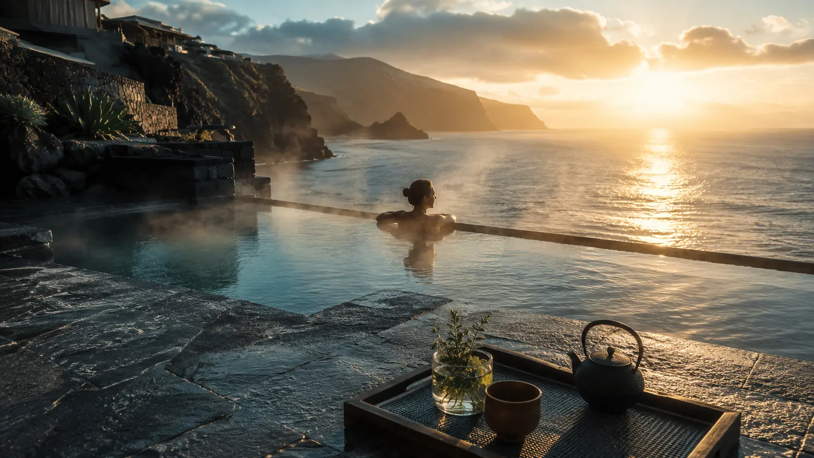 GLOBAL THERMAL WELLNESS 2026 8 Global thermal wellness blueprint 2026 — oceanfront thermal pool sunrise spa Azores