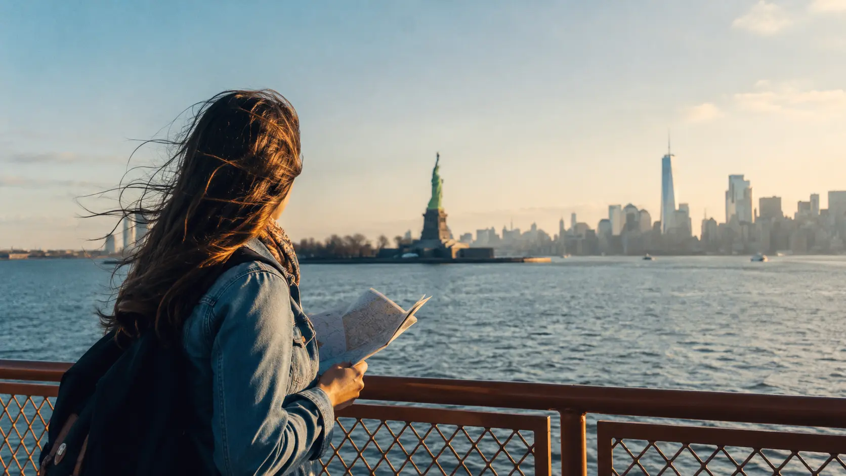 NEW YORK π½ 8 New York Travel Guide 2026 β Statue of Liberty ferry map view harbor crossing