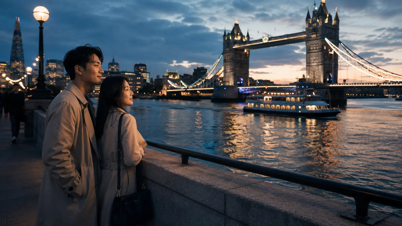 London travel mistakes 2026 — evening riverside walk beside Tower Bridge