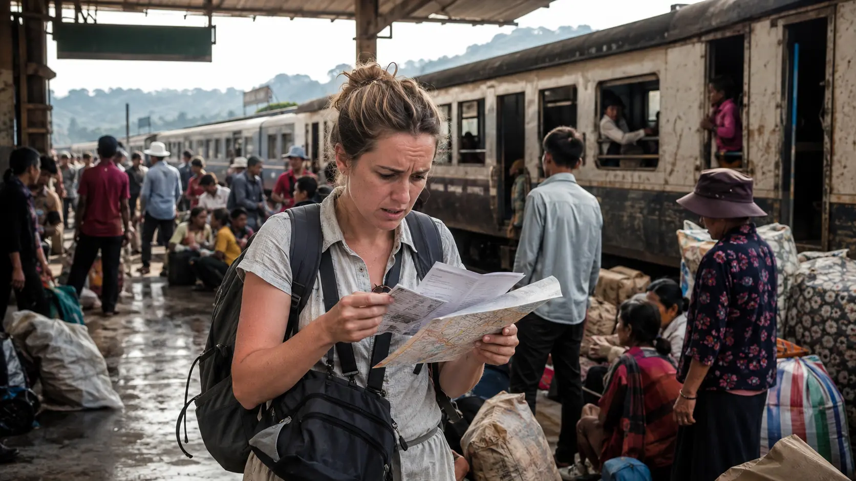 10 Worst Train Journeys You Must Avoid Globally 1 Worst train journeys 2026 — traveller struggling with confusing station navigation on a crowded platform