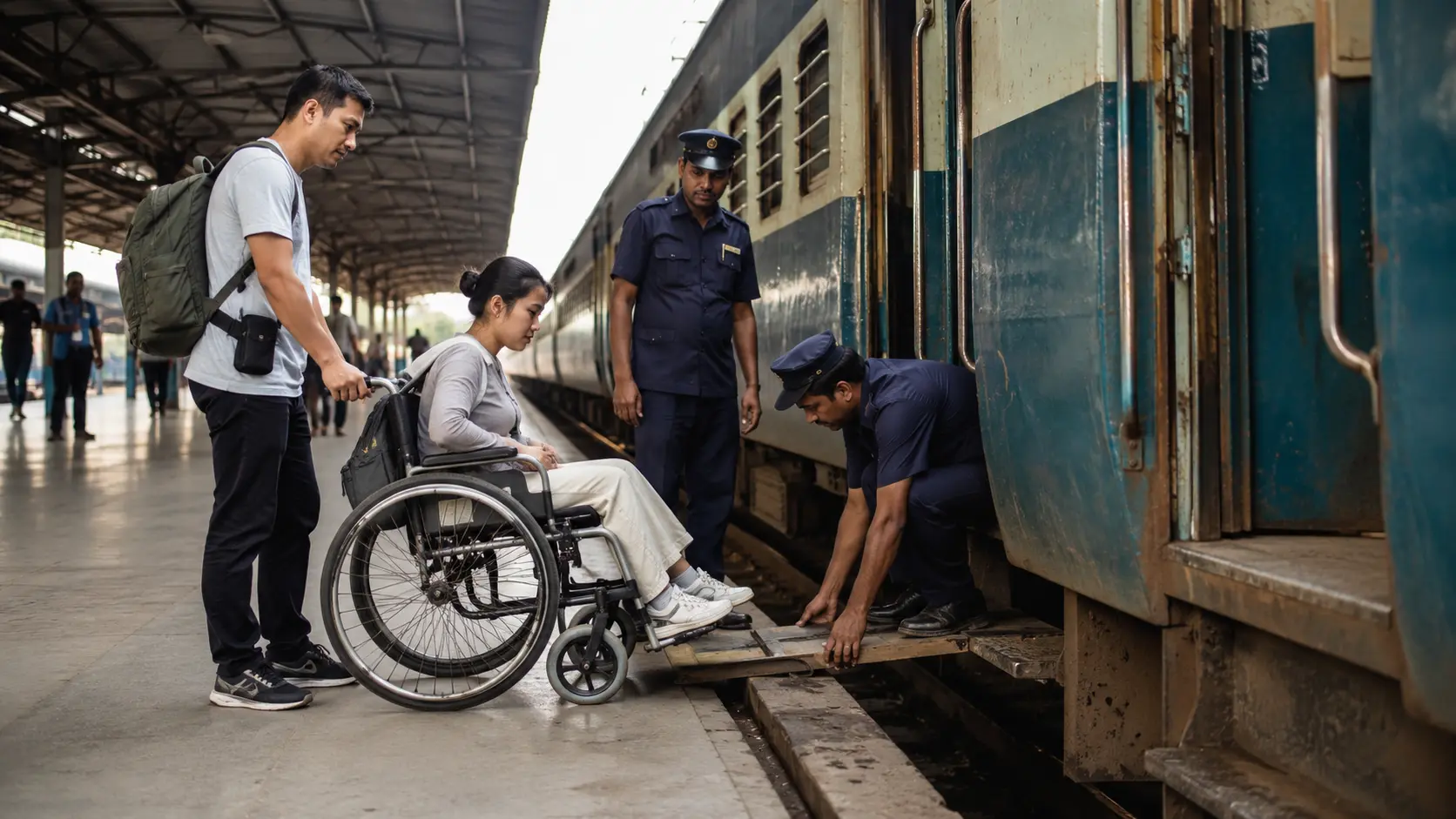 10 Worst Train Journeys You Must Avoid Globally 7 Worst train journeys 2026 — wheelchair user facing an inaccessible platform with no step-free boarding