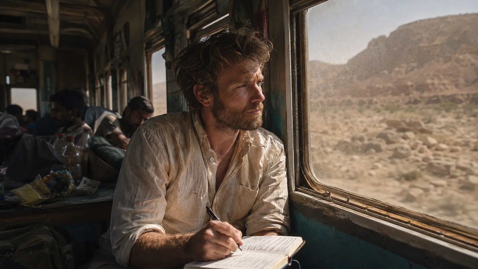 10 Worst Train Journeys You Must Avoid Globally 4 Worst train journeys 2026 — exhausted passenger on a long distance desert train in extreme heat