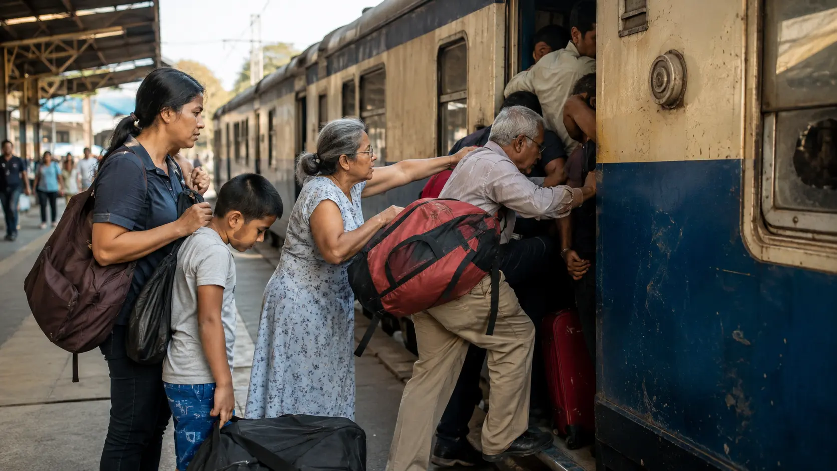 10 Worst Train Journeys You Must Avoid Globally Worst train journeys 2026 — overcrowded platform as passengers force their way onto a packed train