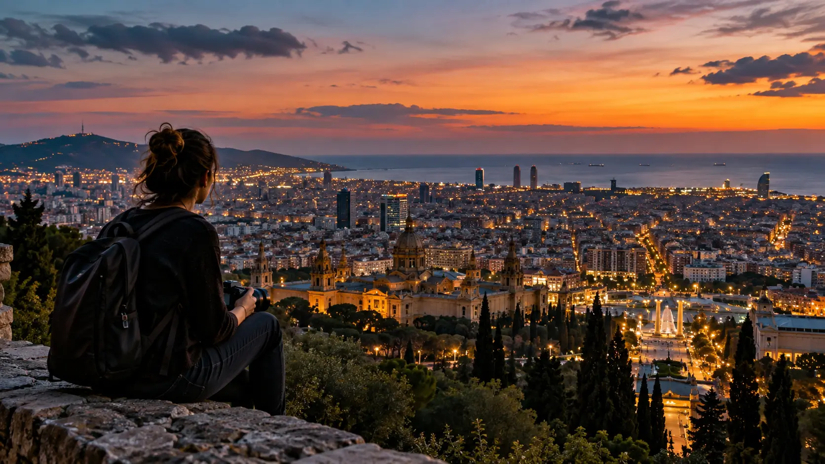 Barcelona worth visiting in 2026: skyline view over the city rooftops at sunset