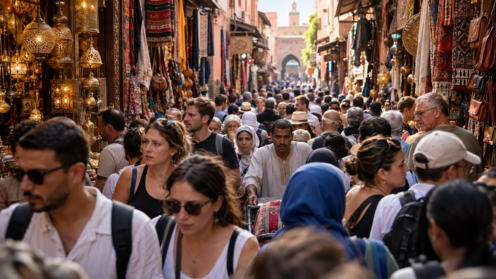 Why Risk Traps? 7 Overrated Places & Where to Go Instead 3 Overrated souk experience in a crowded Moroccan market lane full of visitors and stalls