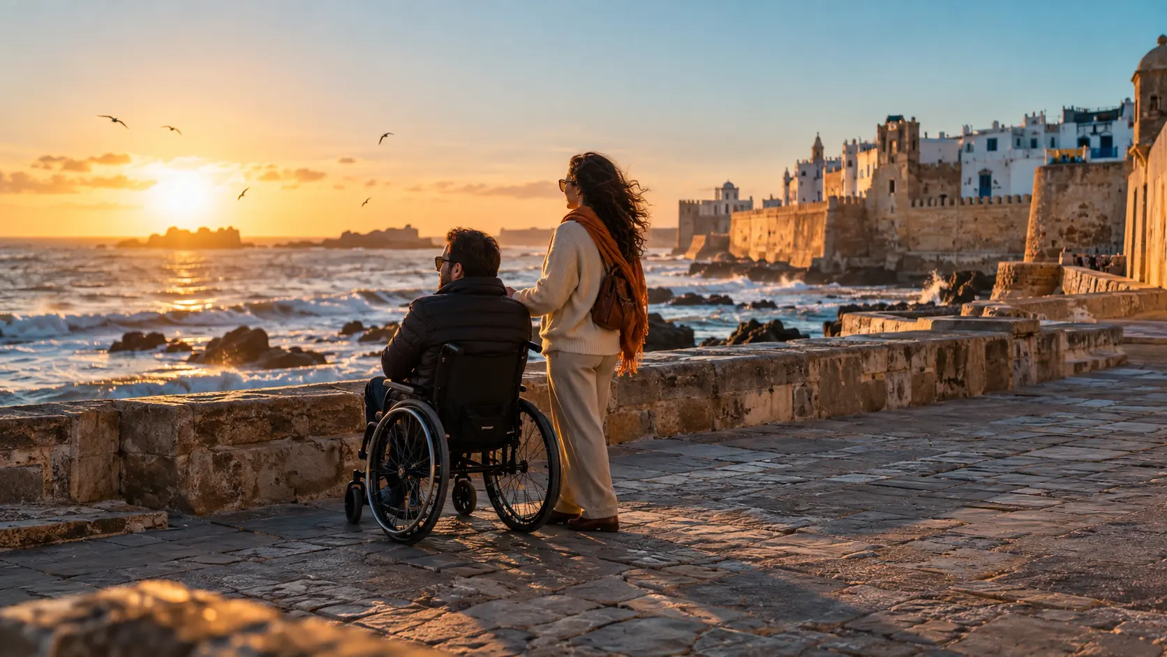 Morocco travel on the Atlantic coast: a sunset walk along the shoreline